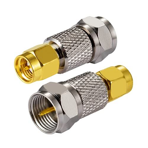 Vecys SMA Aansluitadapter SMA Male naar F type Male Coaxiale Kabel Aansluiting Rechte Adapter voor FM Radio DAB Antenne WIFI Antenne CATV TV Antenne Antenne Netwerkmodems (2 stuks)