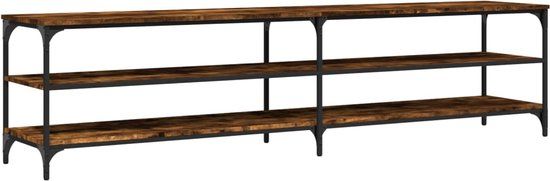 vidaXL TV-meubel 200x30x50 cm bewerkt hout metaal gerookt eikenkleurig