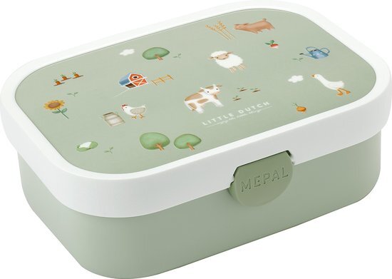 Mepal lunchbox Campus – Broodtrommel met vakjes voor kinderen – Geschikt voor 4 boterhammen – Little Farm