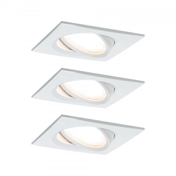 Paulmann LED Inbouwlamp Nova Plus Coin Basisset Zwenkbaar Hoekig 3x6W 2700K Wit Mat