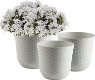 PlasticForte Plantenpot - ivoor wit - D32,3xH30,5 cm - rotan kunststof - bloempot