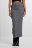 Urban Classics Ladies Rib High Slit Skirt Lange rok grijs gemêleerd S