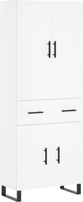 vidaXL Hoge kast 69,5x34x180 cm bewerkt hout wit