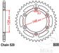JT Sprockets JTR808.49SC 49 Tand Zelfreinigend Staal Achtertandwiel