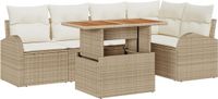 vidaXL Tuinbank Set 6-delig Beige Polyrattan