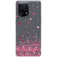 Oppo Bedrukt siliconen hoesje compatibel met Oppo Find X5 Confettis de coeurs rose