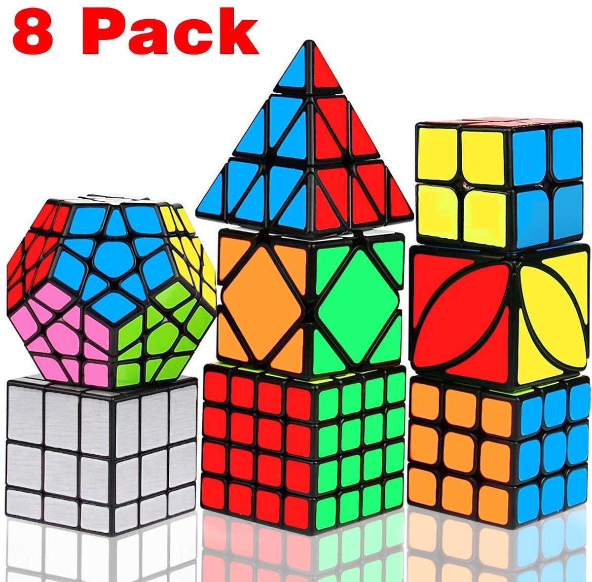 Qiyi Speed Cube - Speed Cube Set 8 stuks - Speed Cube Giftset - Magic Cube - Kubus Puzzel - Breinbrekers - voor kinderen en volwassenen