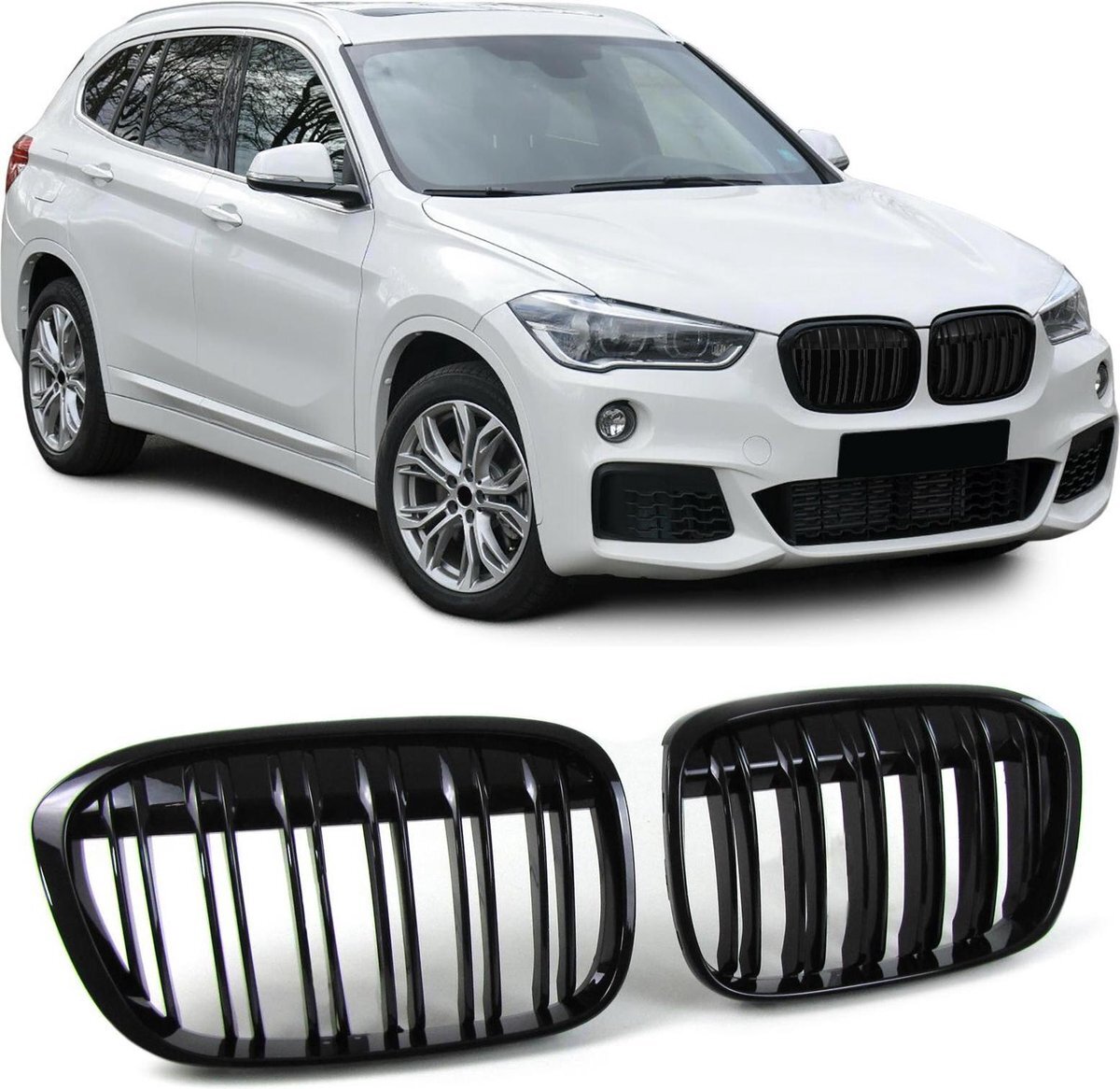 No Name Sport Grill Nieren Bmw X1 F48 Glans Zwart M Look Styling Dubbele Spijl 1.8 2.0 2.5 3.0 3.5