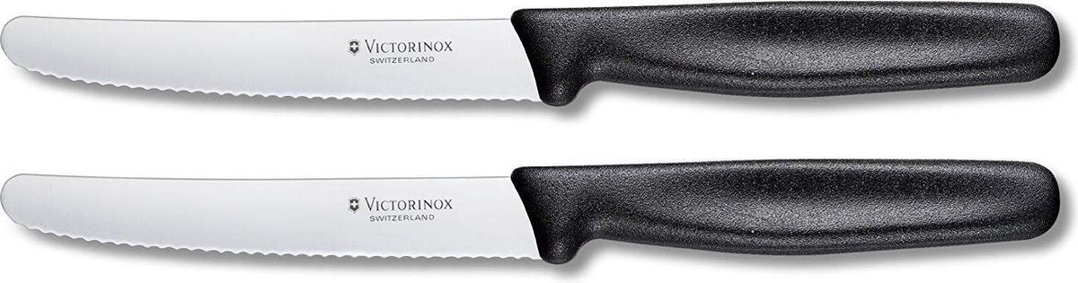 Victorinox Zwitsers klassiek zakmes met golvende rand 11 cm Zwart 2-pack
