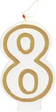 Folat - Kaars cijfer 8 simply chique gold 9 cm