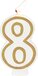 Folat - Kaars cijfer 8 simply chique gold 9 cm
