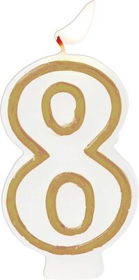 Folat - Kaars cijfer 8 simply chique gold 9 cm