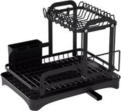 Merkloos Égouttoir de cuisine - Égouttoir à vaisselle - Organisation de cuisine - Double couche - Design compact - Noir