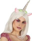 Fiestas Guirca Haarband Unicorn/eenhoorn - zilver gekleurd - meisjes/dames - Fantasy thema