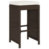 VidaXL Tuinbarkrukken 2 stuks met kussens polyrattan bruin