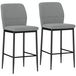 Tabourets de bar, set de 2 - Tabourets de cuisine - Avec dossier - Cadre en bois - Assise rembourrée - Repose-pieds - Gris