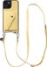 AVY Étui en cuir pour Apple iPhone 14 / 13 | Avec cordon et porte-cartes | Compatible MagSafe | Étui en cuir avec cordon bandoulière et portefeuille | Cuir Long | Croco Jaune