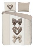 Housse de couette lacets et bois de cerf - 2 personnes 200x200/220 cm - Sable - 100% Coton flanelle