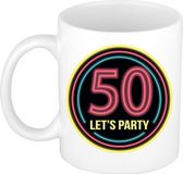 Bellatio Decorations Mok / Beker - Lets party 50 jaar - Neon - 300 ml