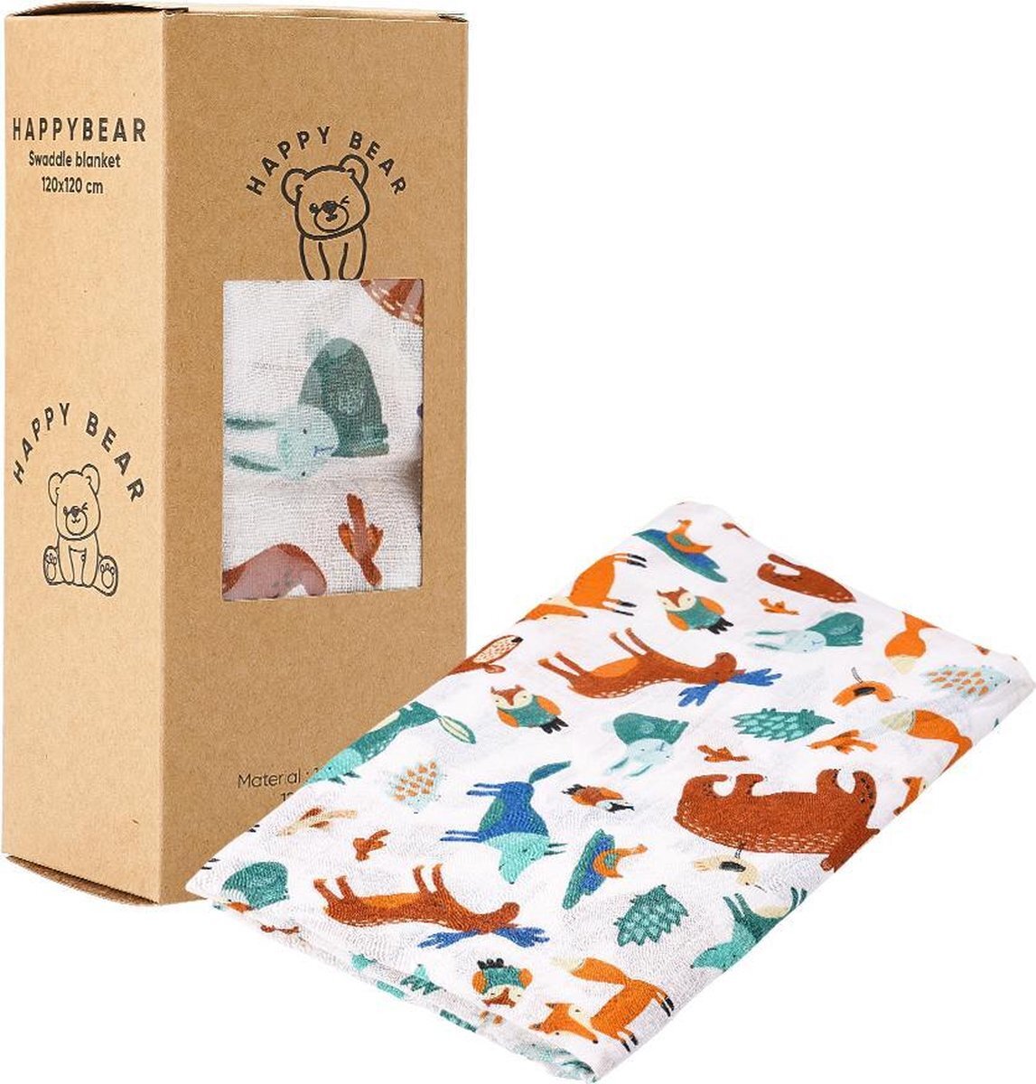 HappyBear Hydrofiele doek - bosdieren