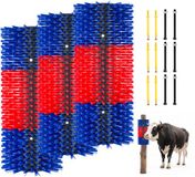 VEVOR Krabborstel 43x19 cm, Veeborstel 3-delig incl. 12 Schroeven, Krabborstel voor Het Verlichten van Rugjeuk, Massage- en Verzorgingskrabtool voor Paarden, Runderen, Schapen en Varkens, Blauw & Rood