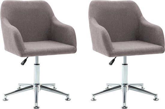 vidaXL Eetkamerstoelen draaibaar 2 stuks stof taupe
