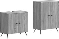 vidaXL - 2-delige - Badkamerkast - Set - BREDA - Grijs - Sonoma - Bewerkt - hout