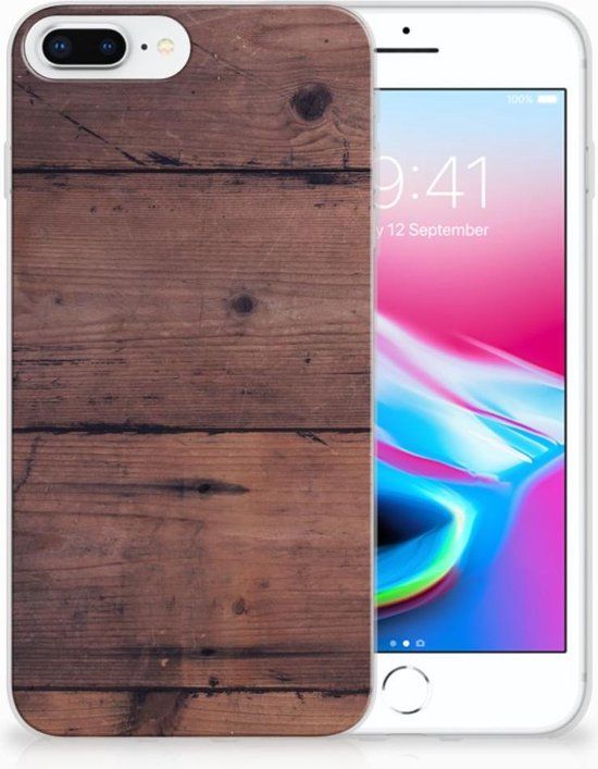 iPhone 7 Plus / 8 Plus Siliconen Back Cover Old Wood - B2Ctelecom