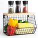 Merkloos Relaxdays Fruitmand wandrek - 22x30x20 cm - met plank - zwart-natuur