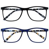 Opulize Arc 2 Stuks Groot Leesbril Zwart Blauw Patroon Mannen Vrouwen RR66-13 +1,00