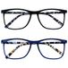 Opulize Arc 2 Stuks Groot Leesbril Zwart Blauw Patroon Mannen Vrouwen RR66-13 +1,00