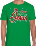 Bellatio Decorations Shoppartners Bv Fout Kerst shirt / t-shirt - Happy birthday Jesus / Jezus - groen - heren - kerstkleding / kerst outfit XXL