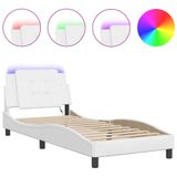 VidaXL Bedframe met LED zonder matras "Zadar" wit 90x200 cm