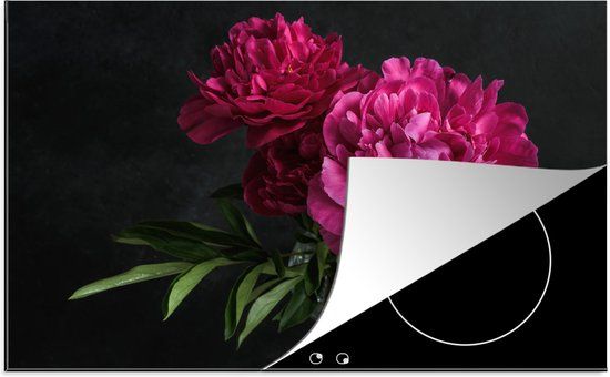 KitchenYeah® Inductie beschermer 77x51 cm - Pioenrozen - Roze - Inductie kookplaat accessoire