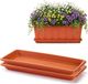 Plasticforte Plantenbak water onder opvangschaal - 2x - terracotta - rechthoek - 39 x 18 cm