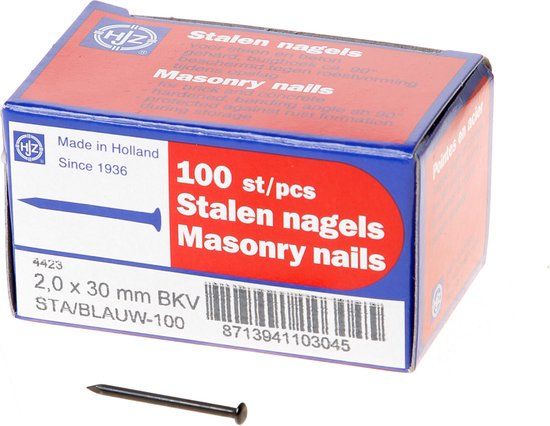 Hoenderdaal Fasteners Kroon BV HJZ 101.25 Nagels - Staalspijker - Bolkop - 30x2mm (100st)