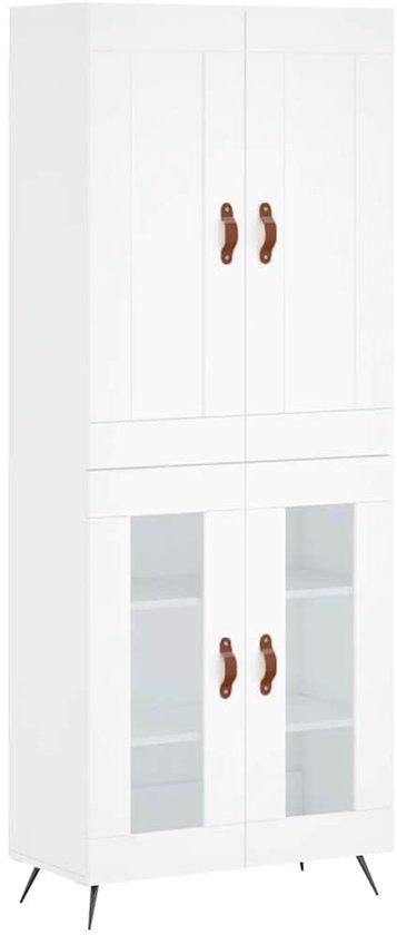 vidaXL Hoge kast 69,5x34x180 cm bewerkt hout wit