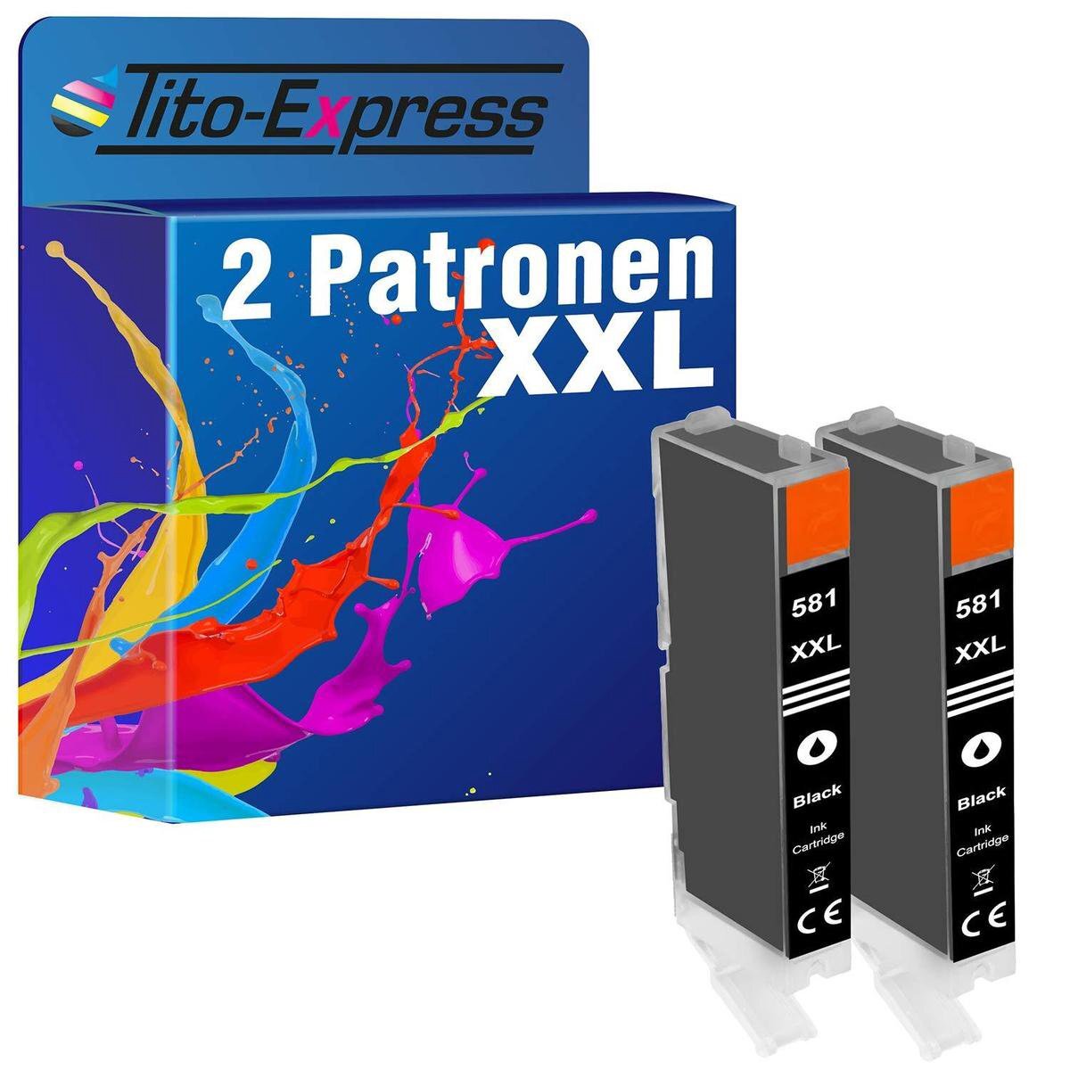 Tito Express PlatinumSerie 2x cartridge alternatief voor Canon PGI-580 Black/R7550 TR8550 TS6150 TS6151 TS6250 TS6251 TS6300 TS6350 TS6351 TS705 TS8150 TS8151 TS8152 TS8350 TS9150 TS915