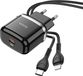 Hoco N24 20W USB-C Snellader met Kabel en Stekker - Zwart