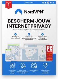 NordVPN VPN-software voor 1 jaar en 6 apparaten, maximale gegevensbescherming & internetprivacy, hoogste veiligheidsnormen, geen geoblocking, toegang tot 5000+ server, box met activeringscode