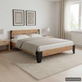 Maison Exclusive - Cadre de lit sans matelas bois d'acacia massif acier 152x203 cm