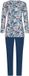 Pastunette Blue Bloom Pyjama Dames Lange Mouw Gebloemd Wit/Blauw Bio Katoen Maat 48