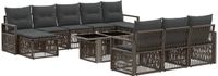 vidaXL Banc de jardin 11 pièces gris et gris foncé polyrotin