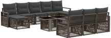 vidaXL Banc de jardin 11 pièces gris et gris foncé polyrotin