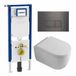Geberit QeramiQ Dely Swirl Toiletset - 36.3x51.7cm - Geberit UP720 Duofix Sigma inbouwreservoir - rimless - diepspoel - 35mm zitting - bedieningsplaat gunmetal - ronde knoppen - mat wit