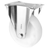 WAGNER 04852501 Meubelrol/bokrol, diameter 125 mm, hoogte 155 mm, verzinkt staal, wit, schroefplaat 85 x 105 mm, draagkracht 100 kg