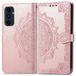 Samsung Étui Portefeuille Galaxy S24 FE Mandala Série - Rose Doré