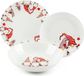 OEM Kerstservies 18-delige serviesset van porselein voor 6 personen, wit/rood