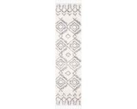 Safavieh Marokkaans Shaggy Geweven Tapijt, Berber Fringe Shag Collectie, BFG611, Crème & Grijs, 61 x 244 cm
