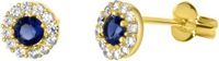 Lucardi Dames Oorbellen wit&blauwe zirkonia - Oorbellen - Cadeau - 14 Karaat Goud - Geelgoud